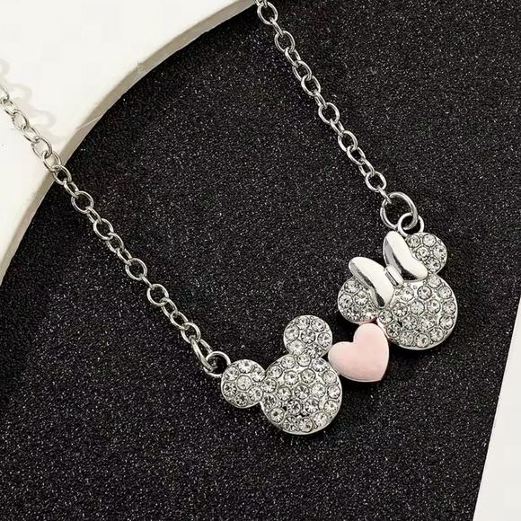 Sterling Silver Mickey and Minnie Mouse Necklace - Picture 1 of 1